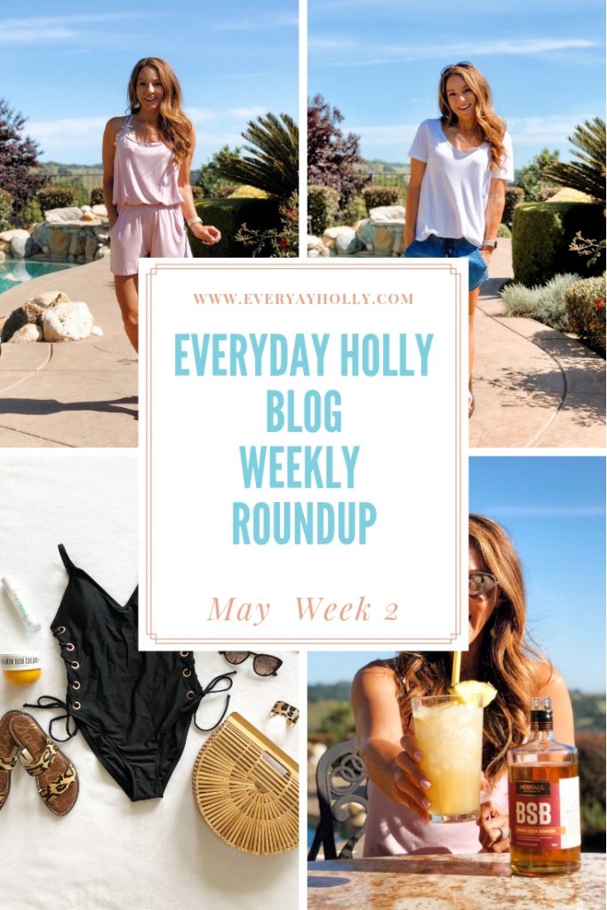 Everyday Holly Weekly roundup Amazon fabletics at home workout one piece swimsuit BSB Brown Sugar Bourbon LOFT