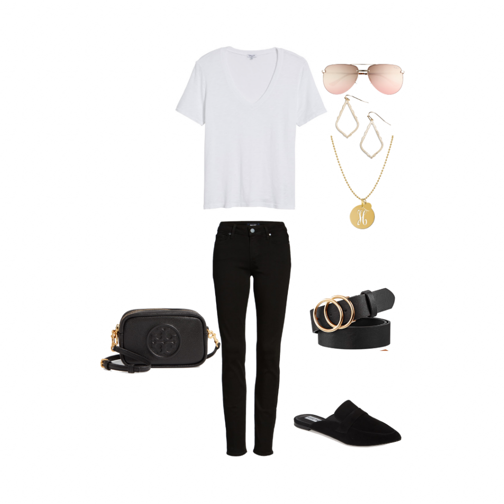 Black Denim white tee outfit idea capsule wardrobe Everyday Holly