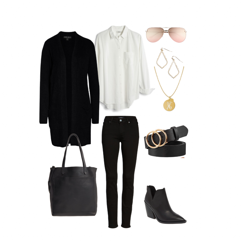 Black Denim white shirt outfit idea capsule wardrobe Everyday Holly
