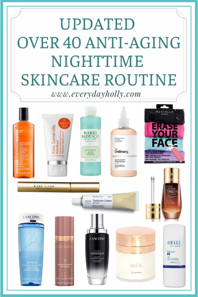 Nighttime anti aging mature skincare routine