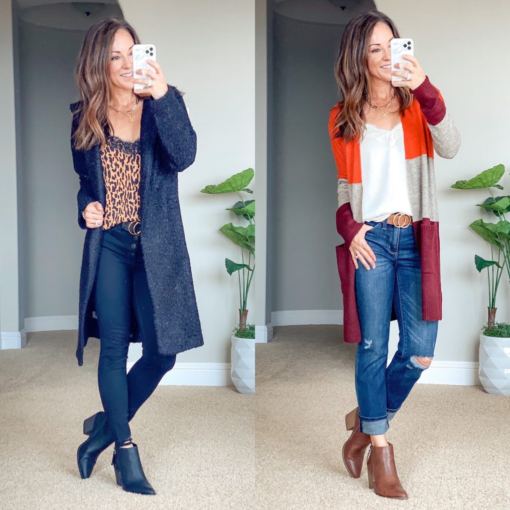 Target cardigan & coatigan on sale! Both are amazing and run tts. LOVE the coatigan! It’s a must have! #LTKFALL belts come in a 2 pack with both colors for $14.99! These booties are so good that I got them in both colors!  Runs tts 20% off. 

#LTKunder50 #LTKstyletip #LTKsalealert