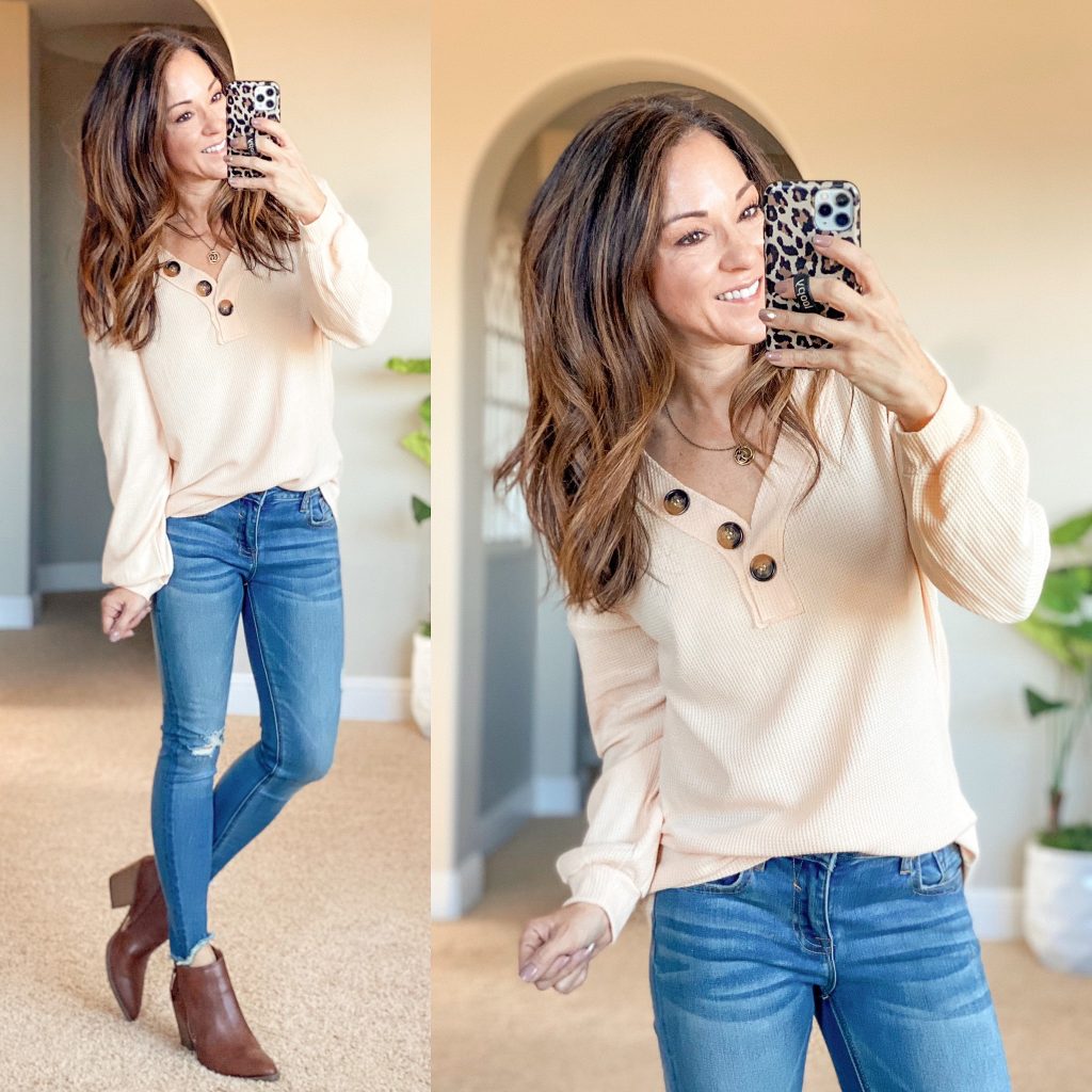 amazon top // fall amazon top // waffle knit top, causal outfit