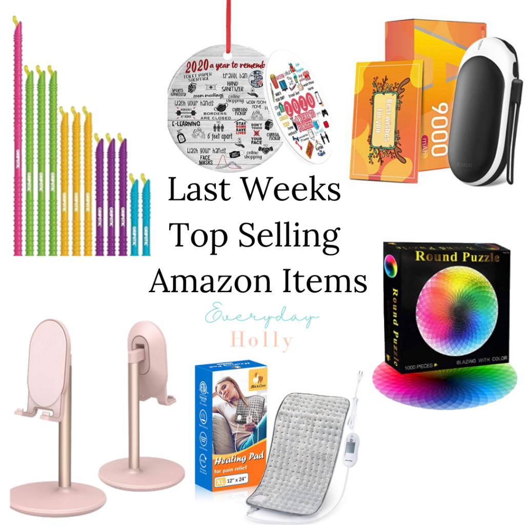 Amazon top sellers // 2020 ornament, hand warmer // phone stand // puzzle // heating pad  